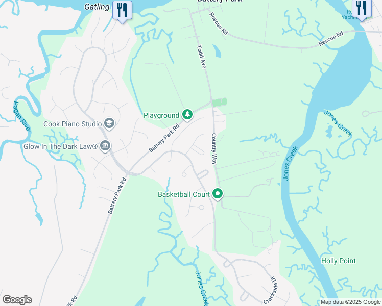 map of restaurants, bars, coffee shops, grocery stores, and more near 11200 Beechwood Pointe in Smithfield