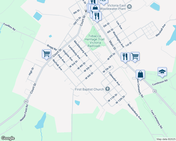 map of restaurants, bars, coffee shops, grocery stores, and more near 806-808 West 6th Street in Victoria