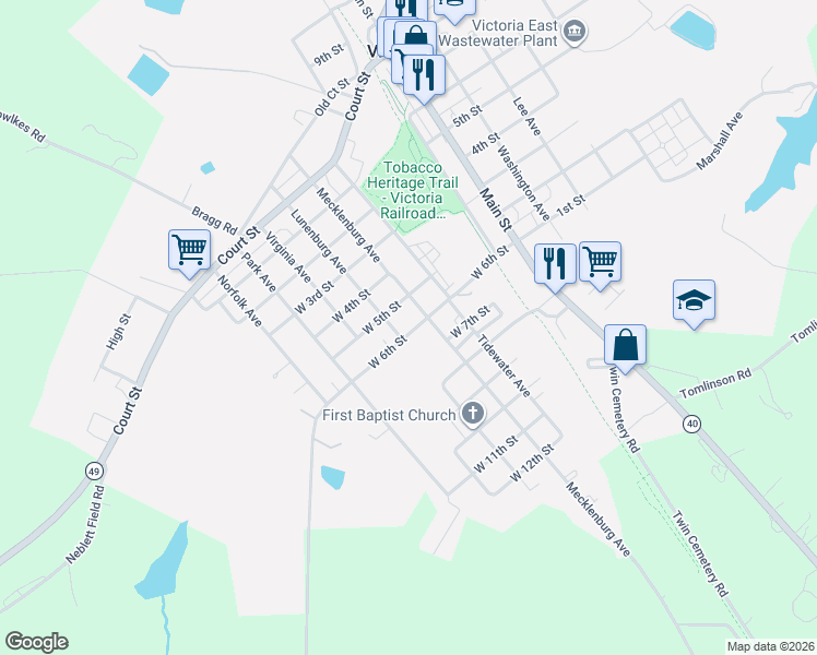 map of restaurants, bars, coffee shops, grocery stores, and more near 763-799 West 6th Street in Victoria