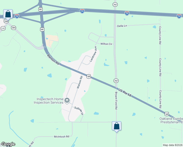 map of restaurants, bars, coffee shops, grocery stores, and more near 170 Landview Avenue in Paducah