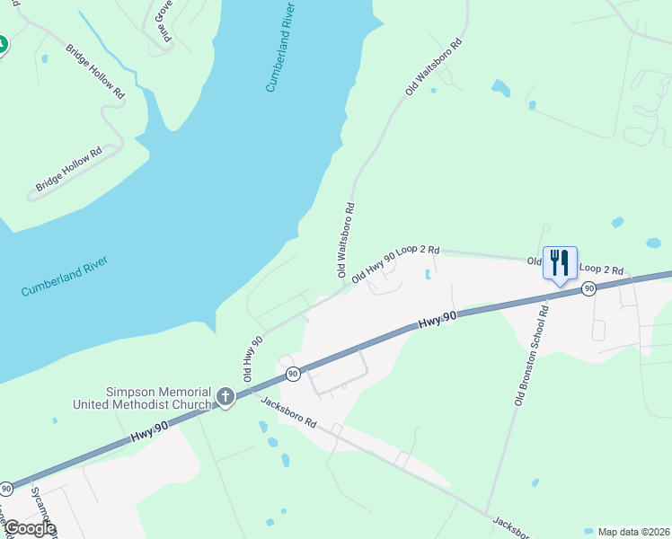 map of restaurants, bars, coffee shops, grocery stores, and more near 45 Old Waitsboro Road in Bronston