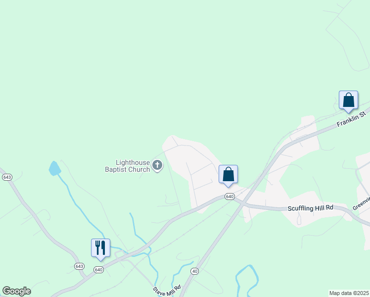map of restaurants, bars, coffee shops, grocery stores, and more near 98 Highfield Circle in Rocky Mount