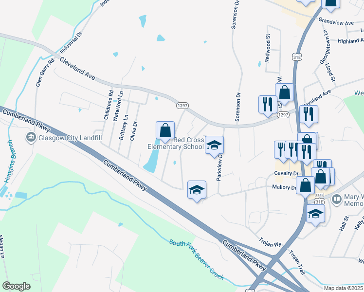 map of restaurants, bars, coffee shops, grocery stores, and more near 117 Forrester Road in Glasgow