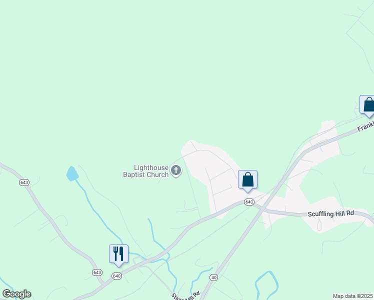 map of restaurants, bars, coffee shops, grocery stores, and more near 21 Highfield Circle in Rocky Mount