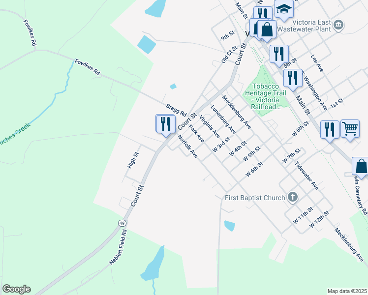 map of restaurants, bars, coffee shops, grocery stores, and more near 1605 Norfolk Avenue in Victoria
