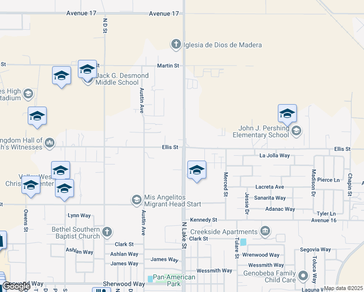 map of restaurants, bars, coffee shops, grocery stores, and more near in Madera County