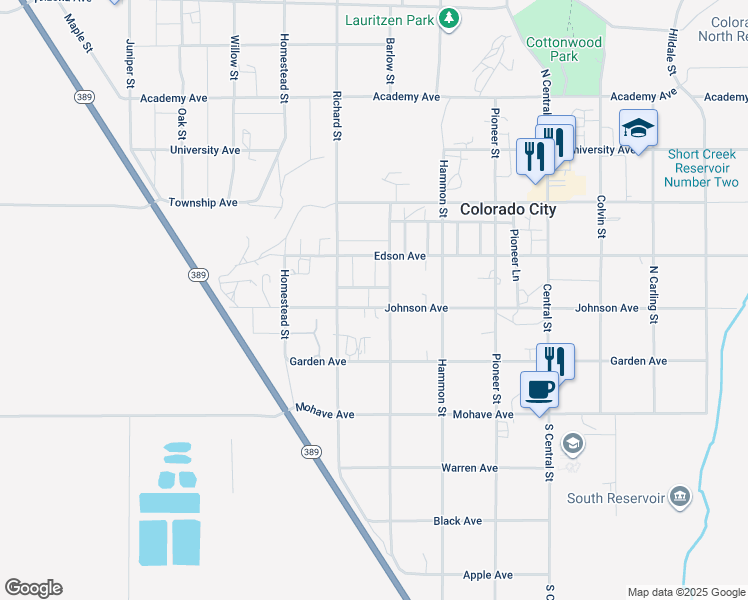 map of restaurants, bars, coffee shops, grocery stores, and more near 330 Johnson Avenue in Colorado City