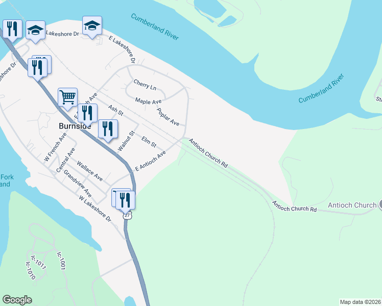 map of restaurants, bars, coffee shops, grocery stores, and more near 767 Antioch Church Road in Burnside