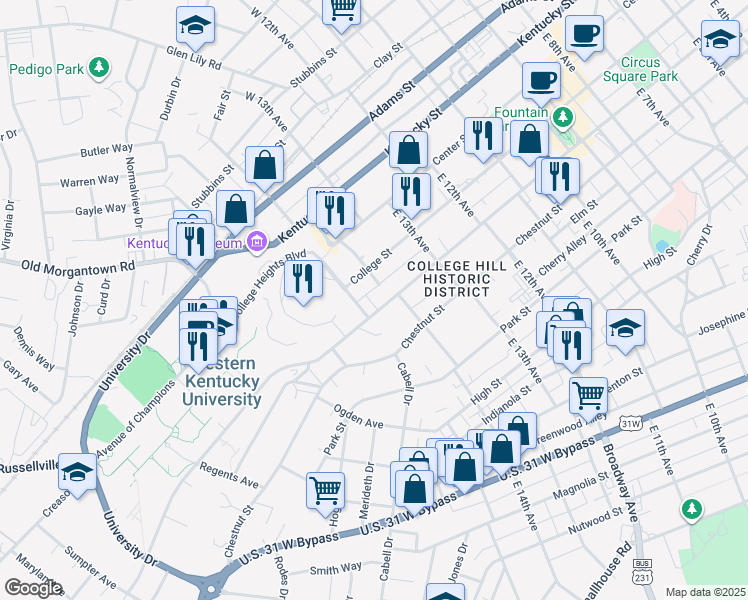 map of restaurants, bars, coffee shops, grocery stores, and more near 1427 State Street in Bowling Green