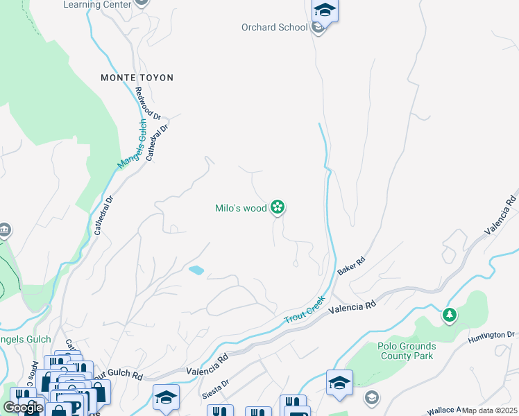 map of restaurants, bars, coffee shops, grocery stores, and more near 825 Skyward Drive in Aptos