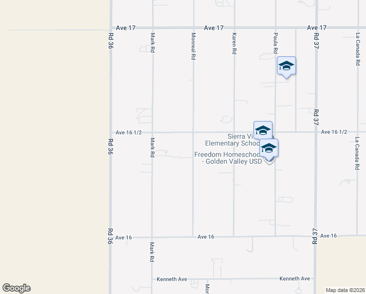 map of restaurants, bars, coffee shops, grocery stores, and more near 16448 Monreal Road in Madera