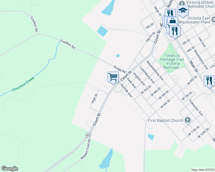 map of restaurants, bars, coffee shops, grocery stores, and more near 445 Court Street in Victoria