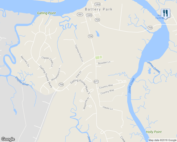 map of restaurants, bars, coffee shops, grocery stores, and more near 11146 Olde Towne Place in Smithfield