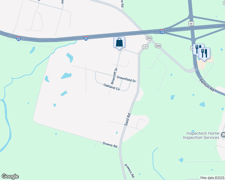 map of restaurants, bars, coffee shops, grocery stores, and more near 522 Briarcliff Dr in Paducah