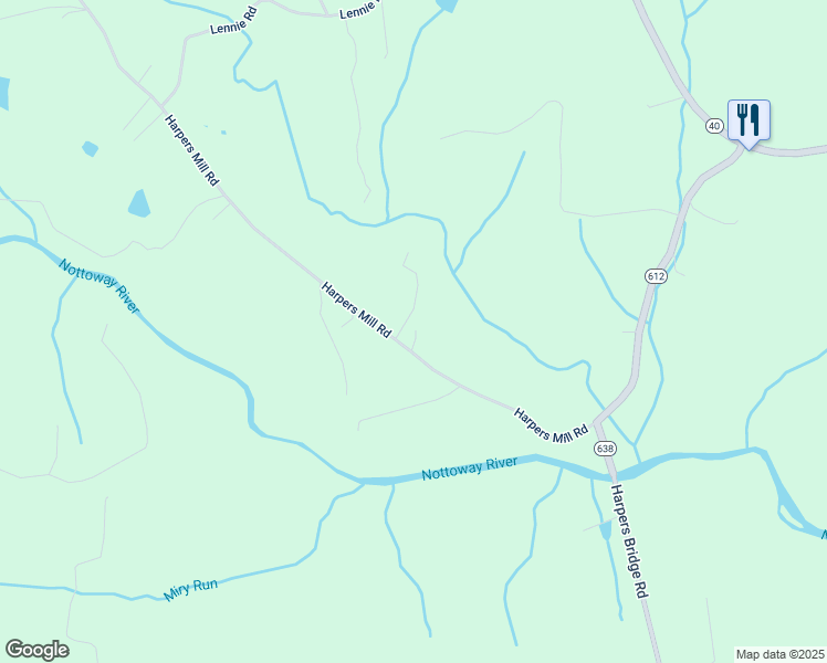 map of restaurants, bars, coffee shops, grocery stores, and more near 5414 Harpers Mill Road in McKenney
