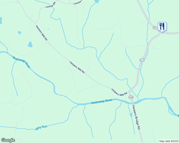 map of restaurants, bars, coffee shops, grocery stores, and more near 5414 Harpers Mill Road in McKenney