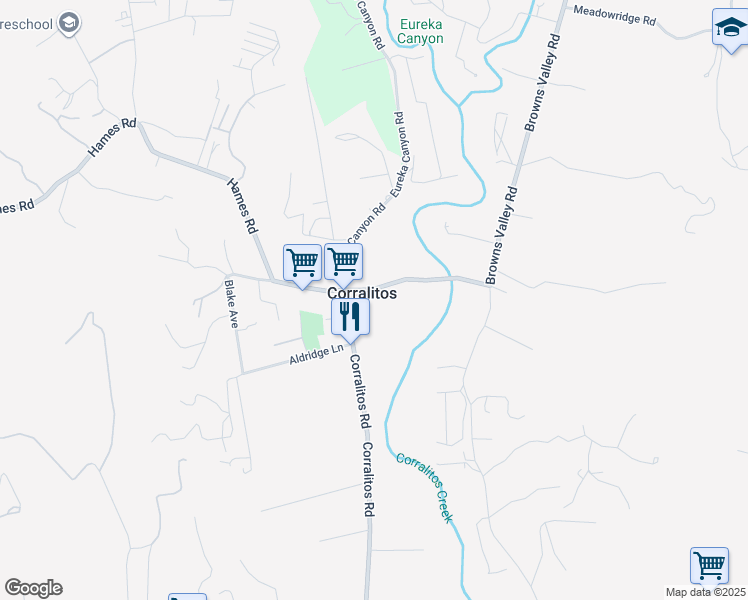 map of restaurants, bars, coffee shops, grocery stores, and more near 16 Browns Valley Road in Watsonville