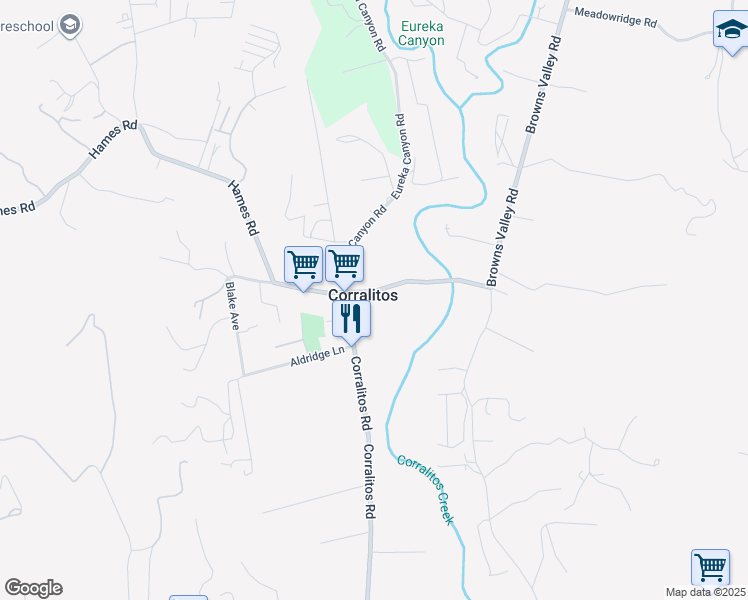 map of restaurants, bars, coffee shops, grocery stores, and more near 16 Browns Valley Road in Watsonville