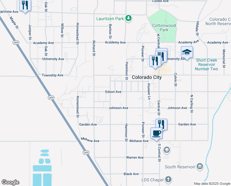 map of restaurants, bars, coffee shops, grocery stores, and more near 250-298 Edson Avenue in Colorado City