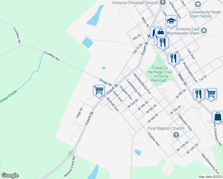 map of restaurants, bars, coffee shops, grocery stores, and more near 2550 Park Avenue in Victoria