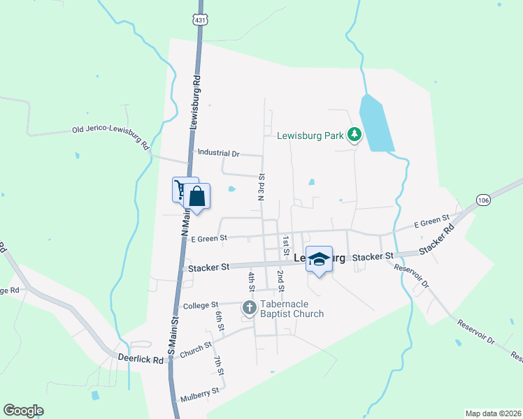 map of restaurants, bars, coffee shops, grocery stores, and more near 251 North 3rd Street in Lewisburg