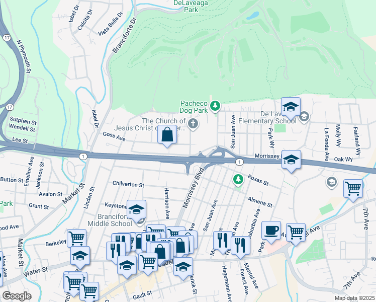 map of restaurants, bars, coffee shops, grocery stores, and more near 111 Elk Street in Santa Cruz