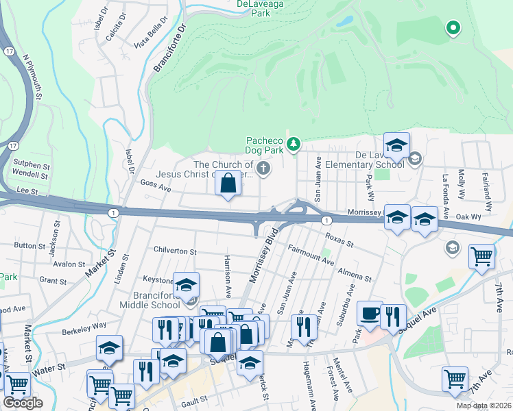 map of restaurants, bars, coffee shops, grocery stores, and more near 111 Elk Street in Santa Cruz