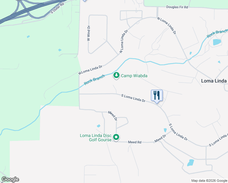 map of restaurants, bars, coffee shops, grocery stores, and more near 2153 South Loma Linda Drive in Loma Linda