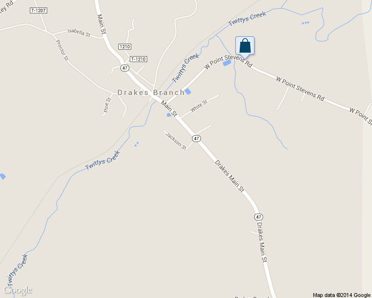 map of restaurants, bars, coffee shops, grocery stores, and more near 134 Jackson Street in Drakes Branch