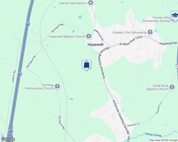 map of restaurants, bars, coffee shops, grocery stores, and more near 250 American Greeting Card Road in Corbin