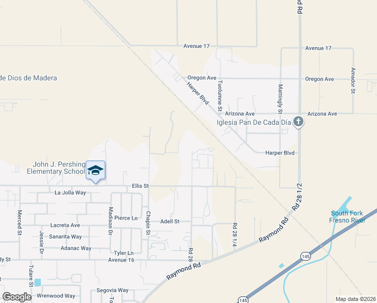 map of restaurants, bars, coffee shops, grocery stores, and more near 16886 Road 28 in Madera