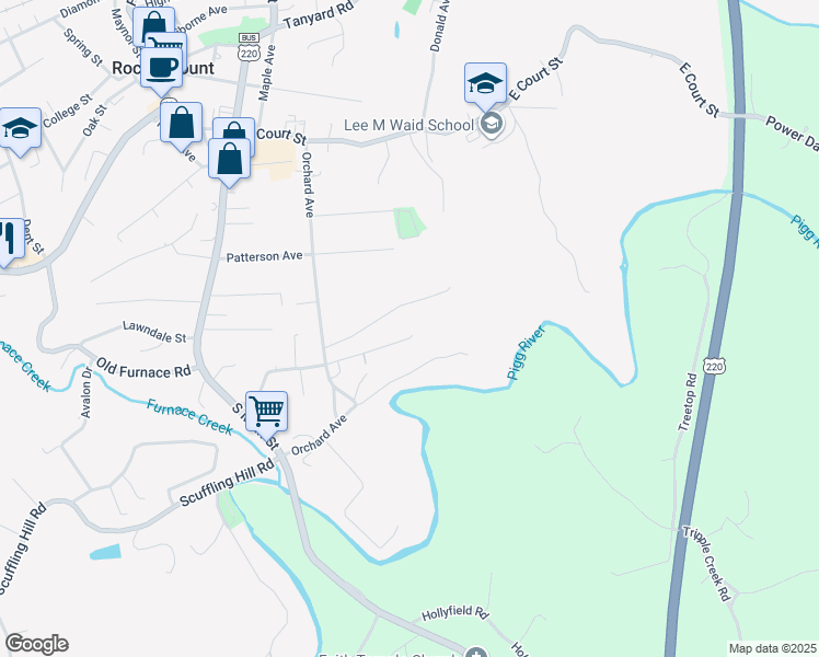 map of restaurants, bars, coffee shops, grocery stores, and more near 200 Montview Avenue in Rocky Mount
