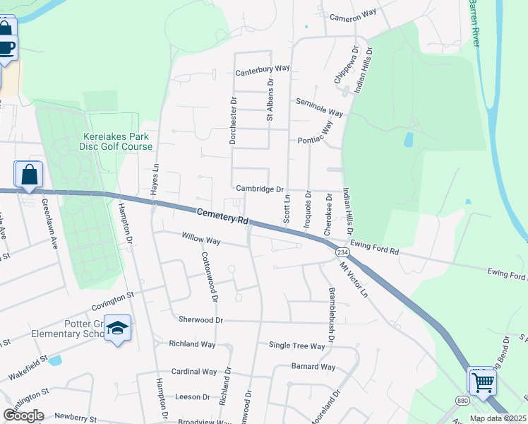 map of restaurants, bars, coffee shops, grocery stores, and more near 1520 Fairview Avenue in Bowling Green