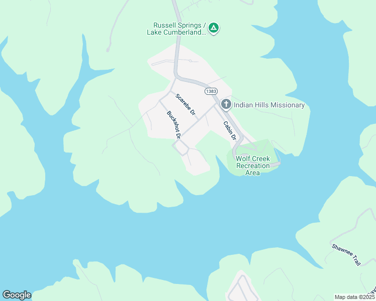 map of restaurants, bars, coffee shops, grocery stores, and more near Woodland Drive in Russell Springs
