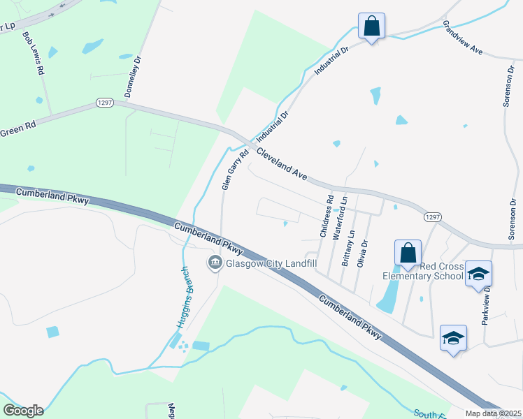 map of restaurants, bars, coffee shops, grocery stores, and more near 107-199 Quail Ridge Circle in Glasgow