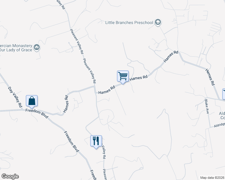 map of restaurants, bars, coffee shops, grocery stores, and more near 284 Hames Hollow in Aptos