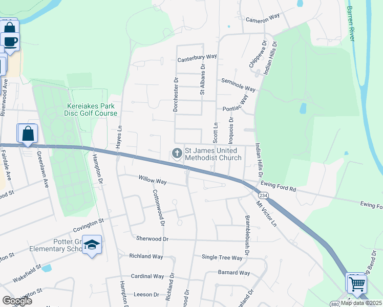 map of restaurants, bars, coffee shops, grocery stores, and more near 1520 Fairview Avenue in Bowling Green