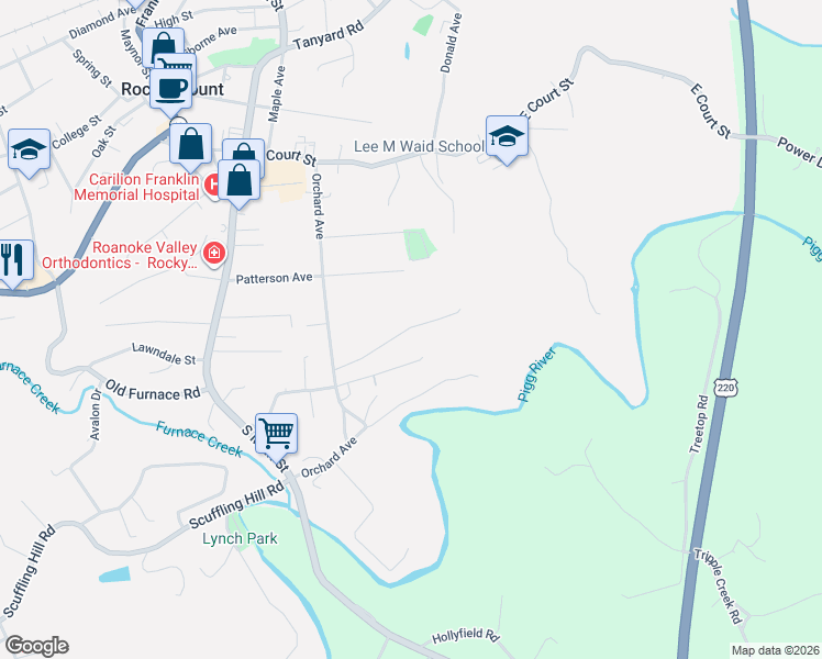 map of restaurants, bars, coffee shops, grocery stores, and more near 200 Montview Avenue in Rocky Mount