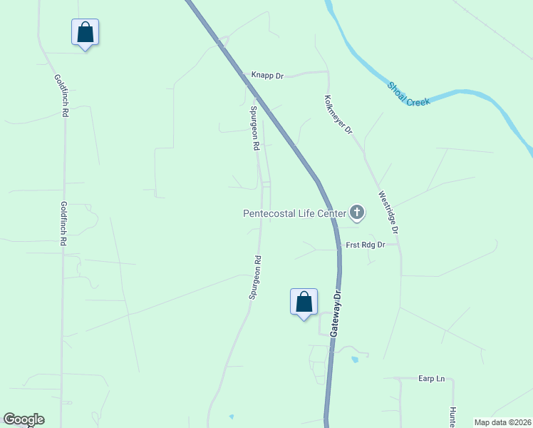 map of restaurants, bars, coffee shops, grocery stores, and more near 5517 Spurgeon Road in Joplin