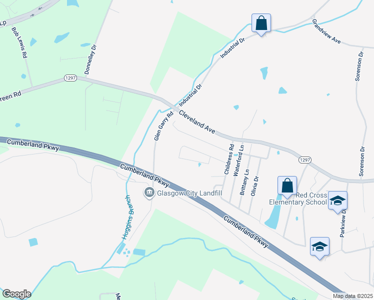map of restaurants, bars, coffee shops, grocery stores, and more near 107-199 Quail Ridge Circle in Glasgow