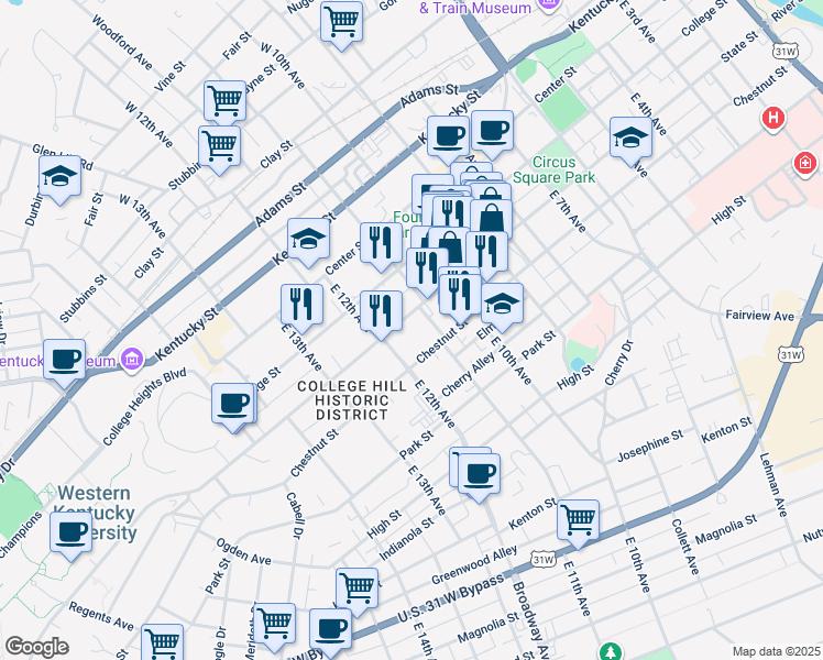 map of restaurants, bars, coffee shops, grocery stores, and more near in Bowling Green