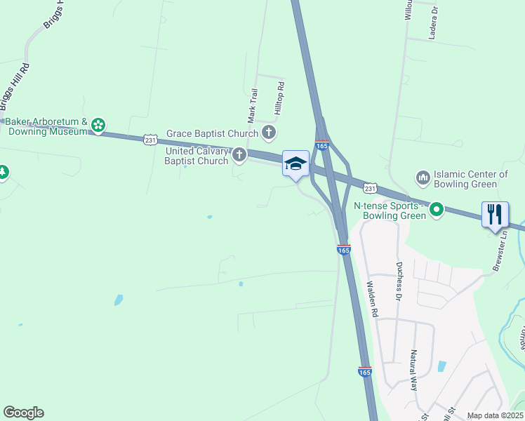 map of restaurants, bars, coffee shops, grocery stores, and more near 331 Brookwood Drive in Bowling Green