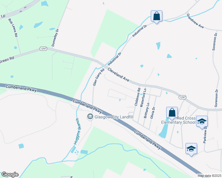 map of restaurants, bars, coffee shops, grocery stores, and more near 107-199 Quail Ridge Circle in Glasgow