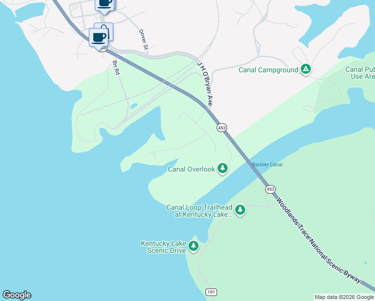 map of restaurants, bars, coffee shops, grocery stores, and more near in Grand Rivers