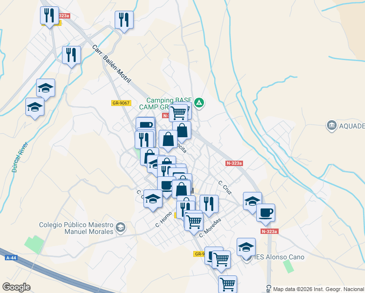 map of restaurants, bars, coffee shops, grocery stores, and more near Calle Alegría in Dúrcal
