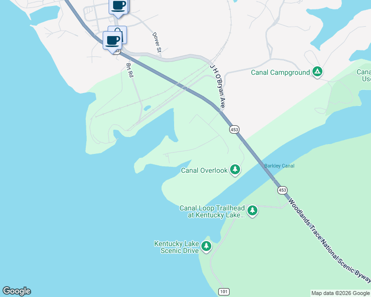 map of restaurants, bars, coffee shops, grocery stores, and more near in Grand Rivers