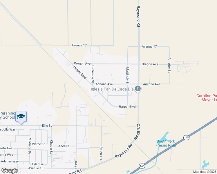 map of restaurants, bars, coffee shops, grocery stores, and more near 28316 Arizona Avenue in Madera
