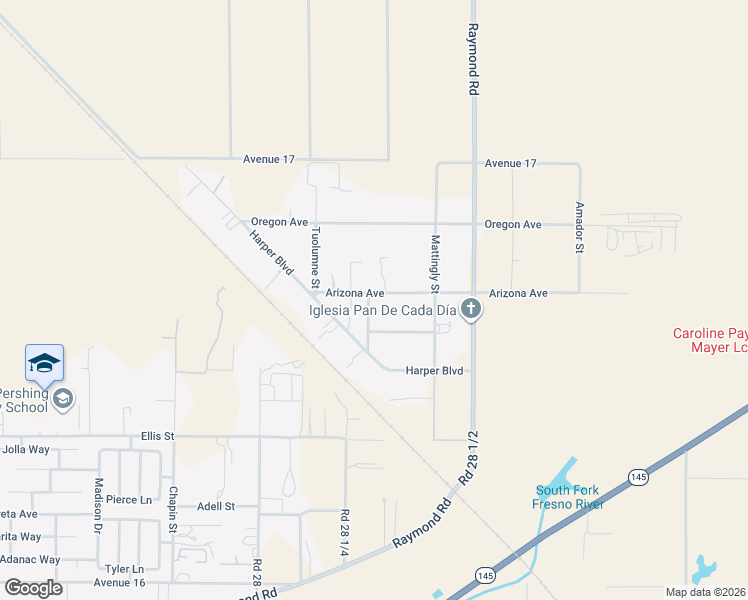 map of restaurants, bars, coffee shops, grocery stores, and more near 28316 Arizona Avenue in Madera
