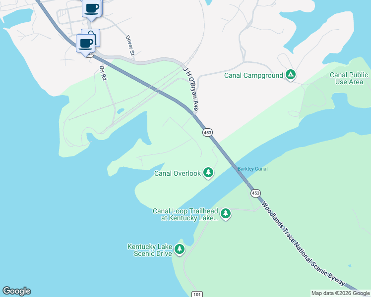 map of restaurants, bars, coffee shops, grocery stores, and more near in Grand Rivers