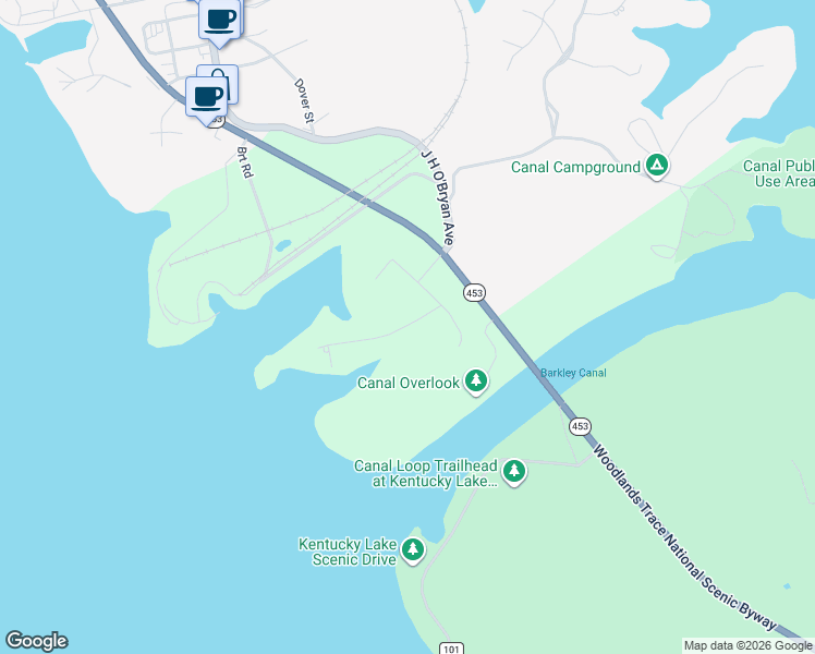 map of restaurants, bars, coffee shops, grocery stores, and more near in Grand Rivers